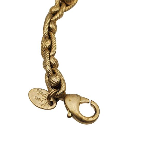 Kiam Gold Tone Brown Topaz Crystal Chain Necklace Designer Elegant Links Retro - Picture 7 of 7